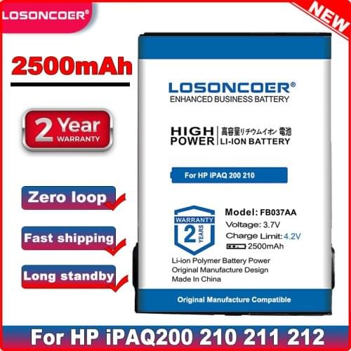 LOSONCOER 2500Ah Battery for HP IPAQ 200 210 211 212 214 216 410814-001 419306-001 451405-001 459723-001 FB037AA Batteries