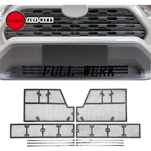 1 Set ABS Stainless Steel Car Water Tank Grill Insect Net Screen Dust-proof Cover for 2019 RAV4 Modification Accessories