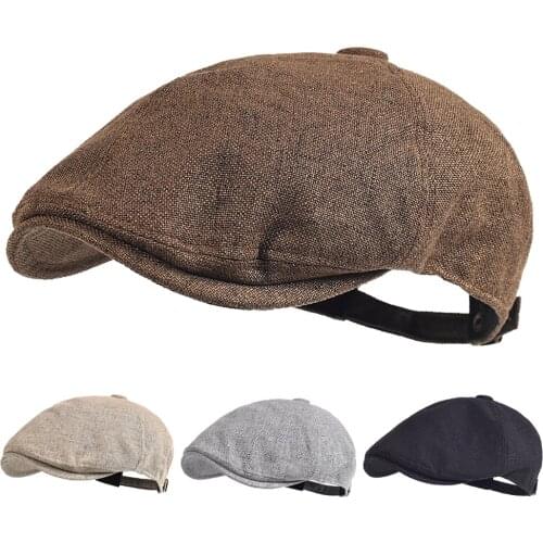 Womens Mens Linen Berets Spring Summer Outdoor Breathable newsboy cap Flat Hats Solid Duckbill Hats Vintage Gatsby Beret Hat