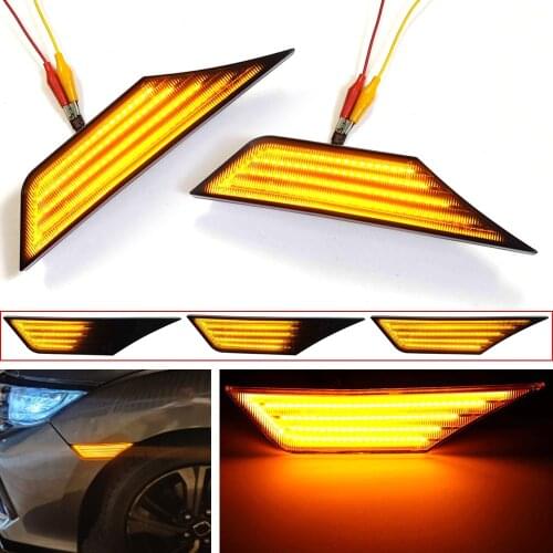 Dynamic Flowing Blinker LED Turn Signal Side Marker Light For Honda Civic 10th Gen Sedan Coupe Hatchback 2016 2017 2018