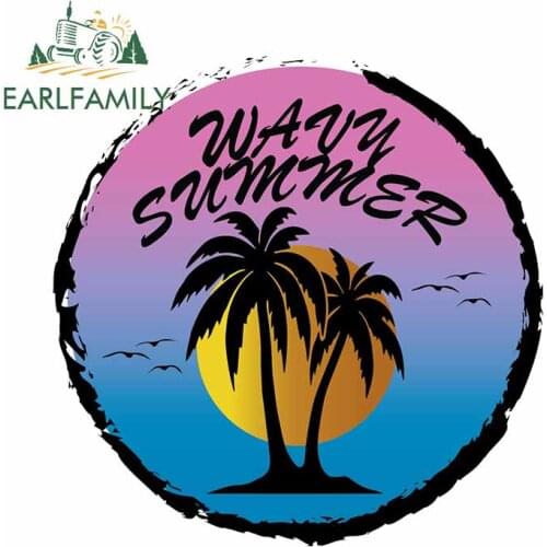 EARLFAMILY 13cm x 13cm for Wavy Summer Decal Cartoon RV Waterproof Personality Car Stickers Scratch-Proof for Laptop Bumper VAN