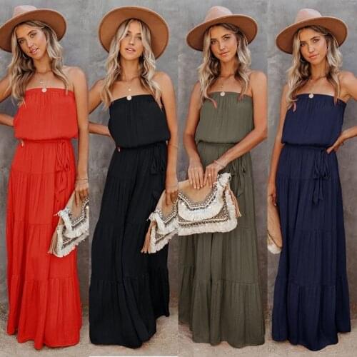 Elegant Dresses For Women 2021 Strapless Chest Wrapping Maxi Dress Fashion Party Dresses Womens Summer Long Dress Casual Robes