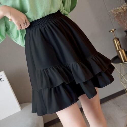 Gkfnmt Plus Size S-5XL Women Summer Skirt 2021 High Waist Student Pleated Ruffle Skirts Women Cute Sweet Girls Dance Mini Skirt