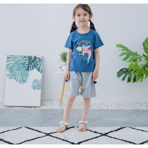 Hollead Kids Clothing Sets Girls Boys Clothing Children Summer O-Neck Short Sleeve Cotton Printing Suits Baby Garment 2-7 Years