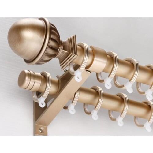 Antique Curtain Rod Mute Thick Aluminum Curtain Track Single Pole Double Pole 2 MM Thickness Resin Series Antique Roman Rod