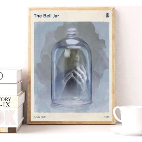 The Bell Jar Sylvia Plath Literary Book Cover Poster Print Literature Home Decor Bookworm Bibliophile Wall Art Canvas Painting