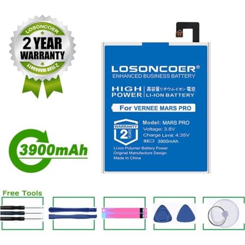 LOSONCOER Battery 3900mAh For Vernee Mars Pro Mobile Phone Battery Free Tools