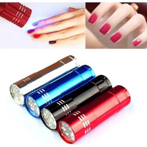 New Fast Nail Dryer Mini Gel Curing Lamp Flashlight Nail Polish Cure Light 9 Led Uv Light Portable Fast Drying Manicure Tool