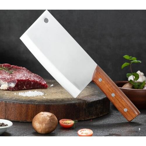 Mokithand 7 Inch Chinese Kitchen Knives Handmade Forged Cleaver Knife 5Cr15Mov Stainless Steel Butcher Chef Vegetable Meat Knife