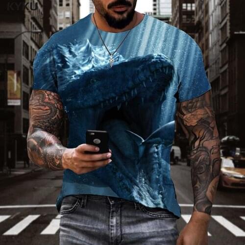 KYKU Brand Fish T-shirt Men Animal T-shirts 3d Ocean Shirt Print Harajuku Anime Clothes Short Sleeve Hip hop Printed Male Tops