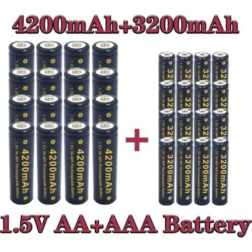 2021 New 1.5V AA+AAA rechargeable battery 3200mAh and 4200mAh Rechargeable batery for led light toy mp3 Free shipping