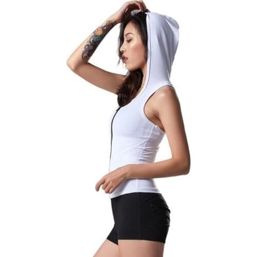 New 2021 Beautiful Back Sexy Sports Vest Womens Hooded Sleeveless Yoga Clothes Stretch Tights Jersey Running Blouse Workout Clo