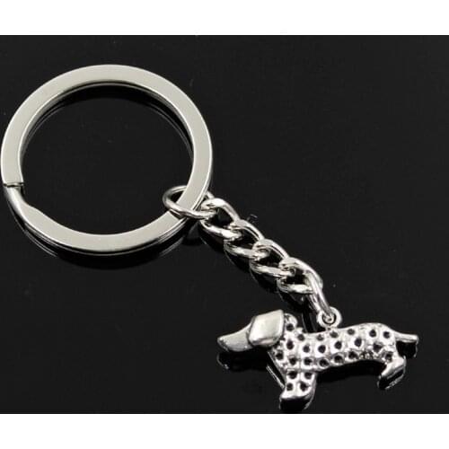New Fashion Men 30mm Keychain DIY Metal Holder Chain Vintage Dog Dachshund 13x28mm Silver Color Pendant Car Keychain Gift