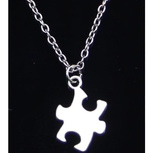 New Fashion Necklace 20x14mm jigsaw puzzle piece autism awareness Pendants Short Long Women Men Gift