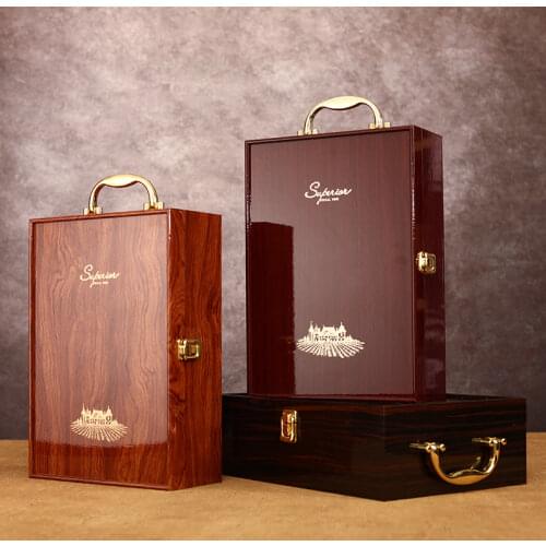 New style double leather box high grade red wine gift box double bottle wooden wine box home storage organizer