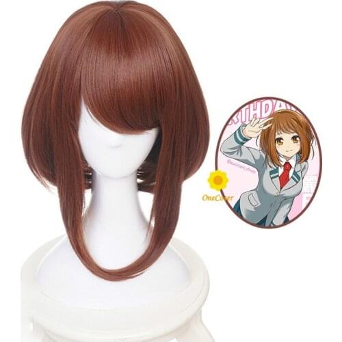Anime My Hero Academia Ochako Uraraka Cosplay Wig Short Brown Wig Boku no Hero Academia Heat-resistant Fiber Hair + Wig Cap