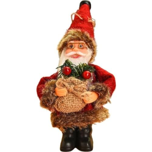 Birthday gift Sled Ski Santa Claus Doll Hanging Pendant Figurines Xmas Tree Ornament Plush Toys Holiday Party Decoration