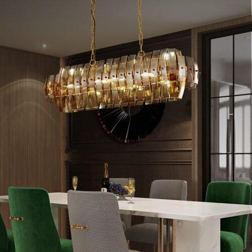 Light luxury dining room copper lamps Simple bedroom glass lamps elegant appearance high-end atmospheric for living room