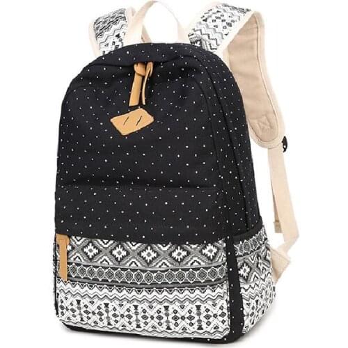 Korean Canvas Printing Backpack Women School Bags for Teenage Girls Cute Bookbags Vintage Laptop Backpacks Female kids