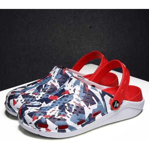 Hot Cheap Red Summer Clogs For Woman Sandals Outdoor Beach Sandals Women Slip On Clogs Shoes Men Women Garden Shoes Zuecos Mujer