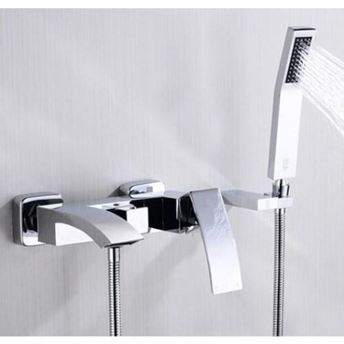 Tuqiu Chrome Wall Mounted waterfall shower Faucet solid brass 150mm size bathroom shower faucet set