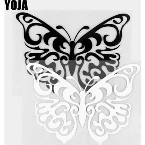 YOJA 14.5×10.4CM Beautiful Butterfly Vinyl Cartoon Animals Decal Car Stickers Black/Silver 19C-0307