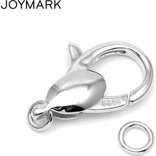 23x14.5mm 925 Sterling Silver Lobster Clasps With Jump Rings For DIY Pearl Semi-precious Stone Jewelry SC-CZ098