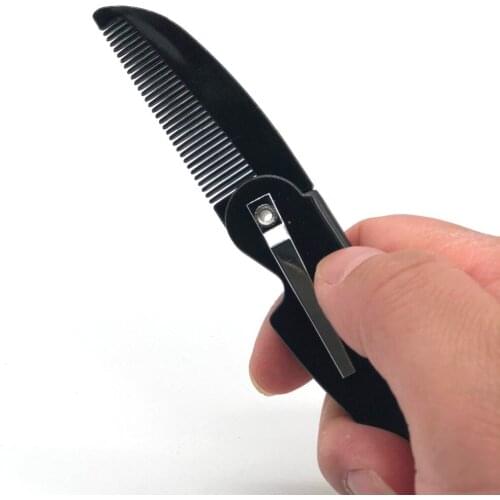 10pcs Pocket Hair Moustache Beard Shaping Comb Travel Portable Combs Mini Portable Folding Knife Type Comb Mens Oil Head Shape