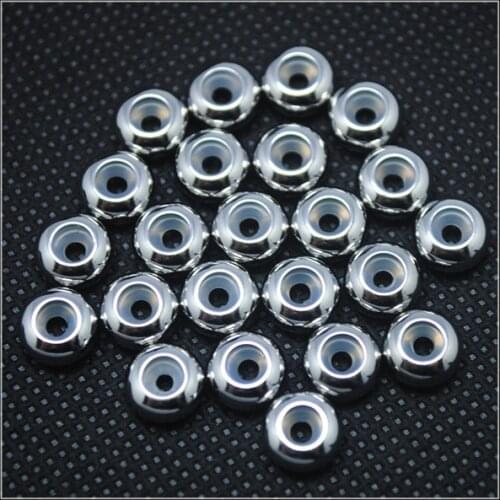10pcs golden stainless steel spacers beads with soft rubber for bracelets making accessories top fashion findings 6mm