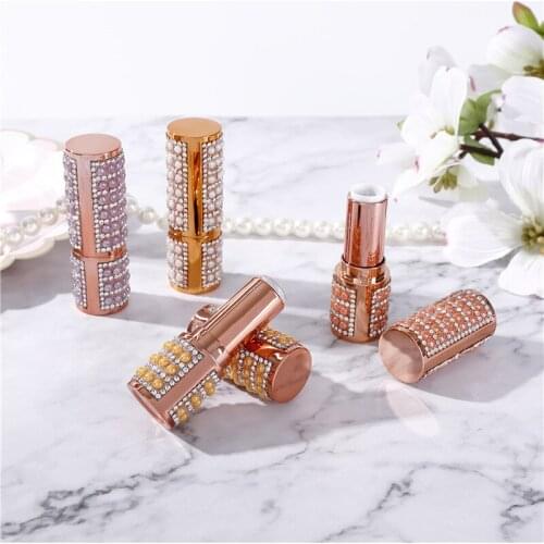 12/20/50pcs Shiny Round Lipstick Tube Orange White Rose Gold 12.1mm Plastic Empty Lip Balm Filler Bottle DIY Lip Rouge Container