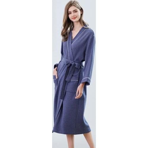 175 Summer Cotton Thin Sweat Steam Absorbent Terry Bath Robe Kimono Men Waffle Towel Bathrobe Sleepwear Women Night Gown