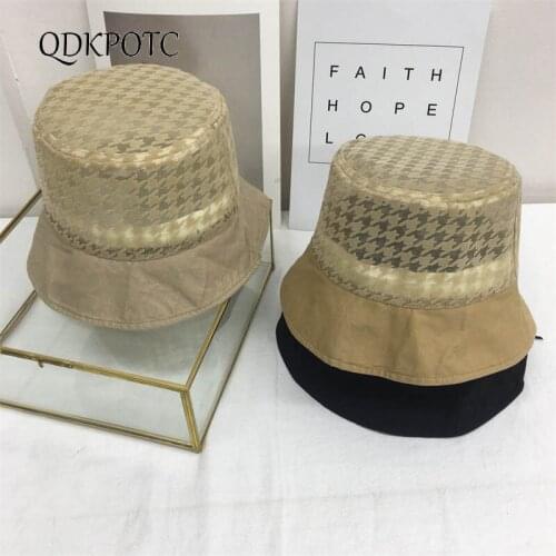 2021 Hat Summer New Women Washed Cotton Bucket Hats Fashion Patchwork Breathable Simplicity Sun Protection Basin Cap QDKPOTC