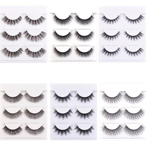 3Pairs Natural False Eyelashes Thick Makeup Real 3D Mink Lashes Soft Eyelash Extension Fake Eye Lashes Long Eyelashes