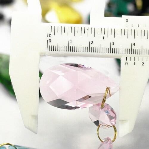 6pcs (105MM)pink Crystal Glass Pendant For chandelier Prisms parts(38mm Crystal angel tear with 3pcs 14mm octagon Beads)decor
