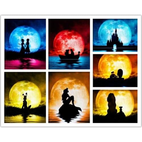 5D DIY Full Square/Round Diamond Embroidery Cartoon moonlight Diamond Painting Cross Stitch Mosaic Crystal Home Decor Gifts