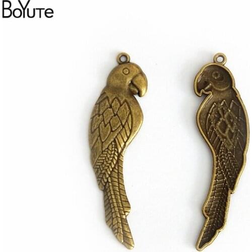 BoYuTe (30 Pieces/Lot) 15*58MM Zinc Alloy Materials Antique Bronze Plated Parrot Pendants for Diy Jewelry Accessories Parts