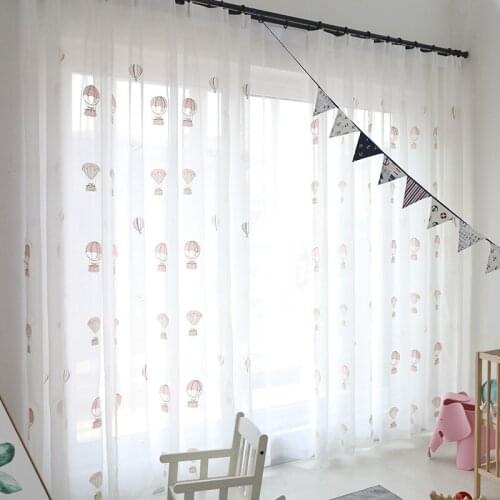 Chicity Home Decor White Embroidered Tulle Curtains For Living room 3D Cartoon Pink or Blue Bear kids curtain for bedroom