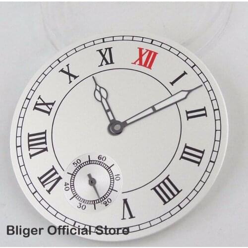 New High Quality 38.9mm Roman Numbers White Watch Dial + Luminous Hands Fit For ETA 6498 Hand Winding Movement