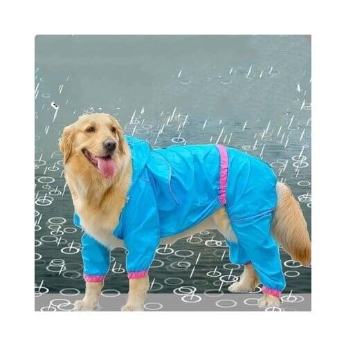Pet raincoat dog solid color four feet raincoat waterproof medium dog large dog Jinmao/samo/Husky/Labrador pet poncho