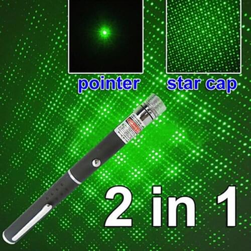 5mw 532nm 2 in 1 Visible Beam Light Star Cap Projector Green Laser Pointer Laser Pen Powerful Teaching Office Using Stylus Pen
