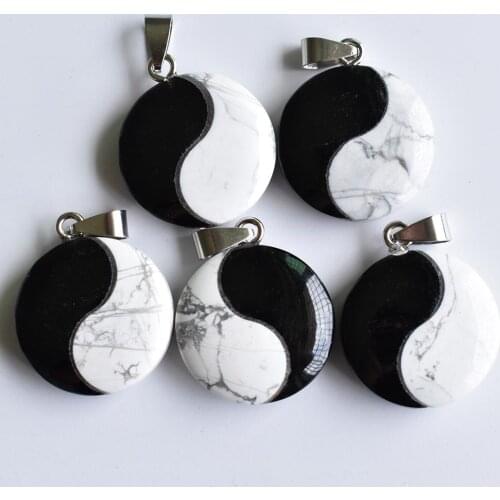 2020 bestselling top quality natural stone Tai Chi Yin Yang Charm pendants for jewelry making 4pcs/lot Wholesale free shipping