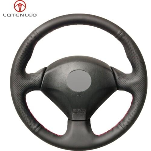 LQTENLEO Black Genuine Leather Car Steering Wheel Cover for Honda S2000 2000-2008 Acura RSX Type-S 2005 Civic 2005 Sport