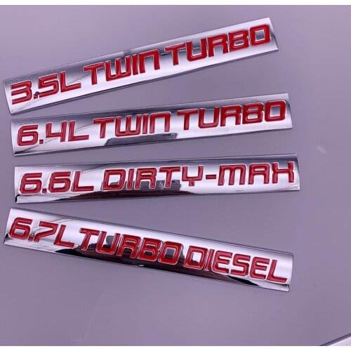 Metal Car Sticker "6.5L 6.4L Twin Turbo" "6.7L Turbo Diesel" "6.6L DIRTY-MAX" Energy Emblem Trunk Sticker Decal For TOYOTA HONDA