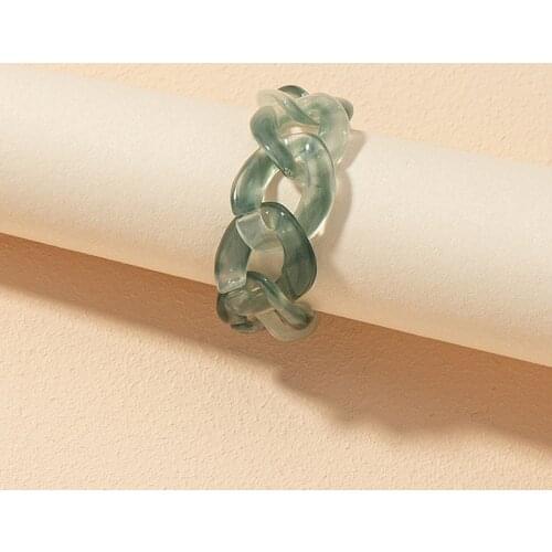 1PC 2021 Fashion Colorful Transparent Acrylic Resin Chain Rings for Women Girls Vintage Geometric Rings Party Jewelry