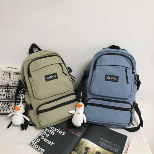 Fashion Womens Backpack Solid Color Trend Waterproof School Bag For Girls Large School Backpack With Many Pockets Scoolbags