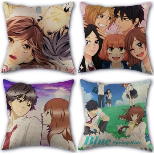 Nice Ao Haru Ride Anime Pillowcase Cotton Linen Fabric Square Zipper Pillowcase New 45X45cm Wedding Decorative Pillow cover 0406