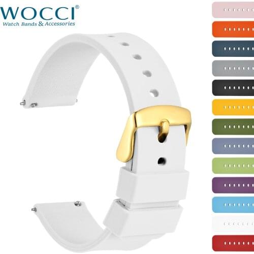 WOCCI Watchband 14mm 18mm 20mm 22mm 24mm Silicone Sport Watches Strap Women Replecement Band Bracelet Stainless Golden Buckle