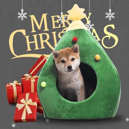 Christmas tree Dog Bed Soft Cozy Kitty Cave Animals Puppy Sleeping House