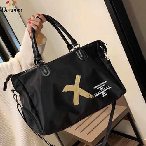 DORANMI Printed Travel Luggage Bags For Women 2019 Fashion Black Oxford Travel Duffle Large Capacity Sport Bag DJB623