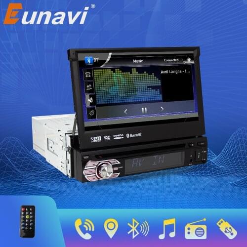 Eunavi 1 din Universal Touch Screen HD Car DVD player Stereo Radio Tuner Audio GPS Navigation Bluetooth Automotion multimedia